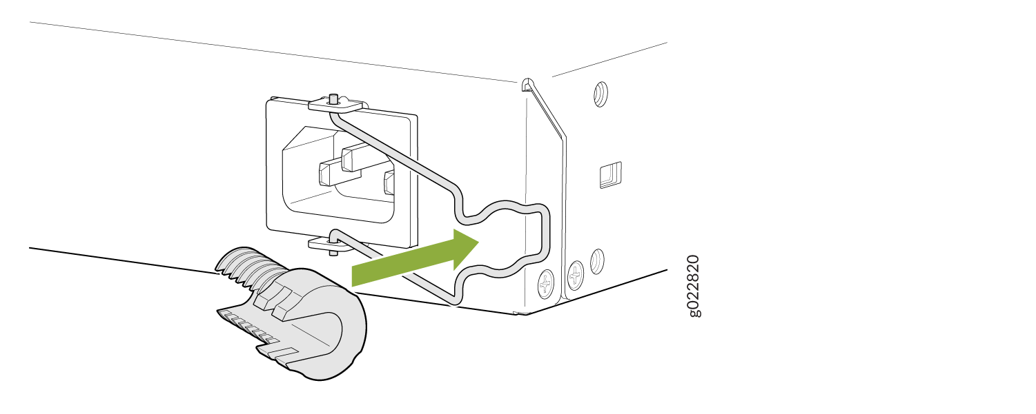 Close-up of a mechanical component with a latch mechanism highlighted by an arrow, suggesting installation direction; wrench nearby.