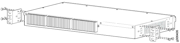 Installing the Mounting Brackets to the Rear of the ACX1000 or ACX1100 Router