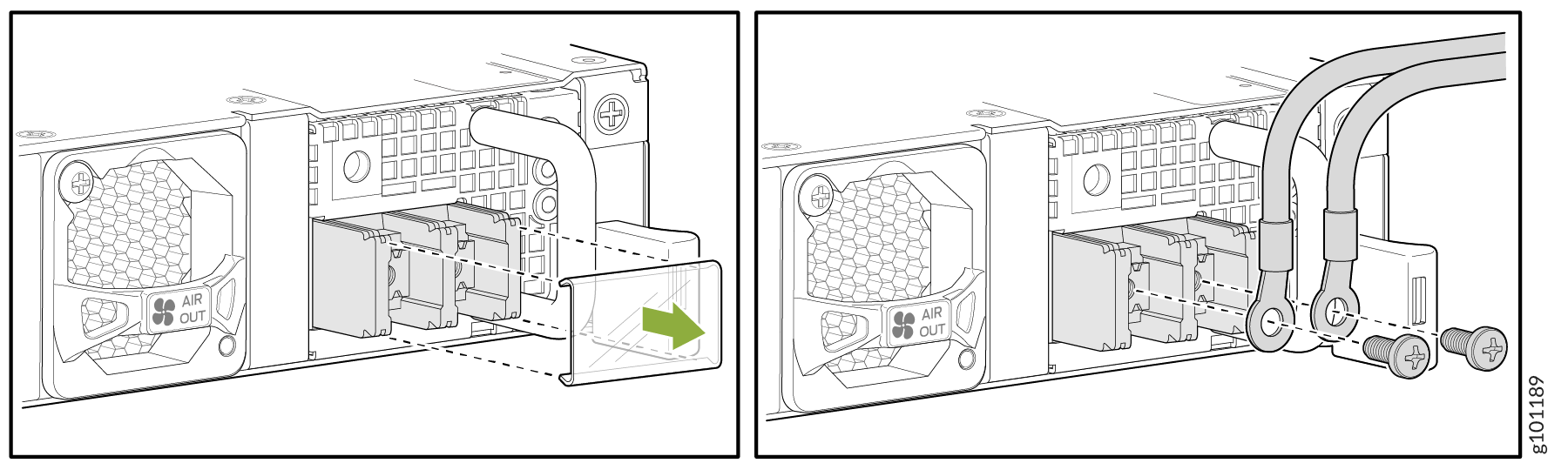 Connect DC Power Cable to an ACX7100-48L Router