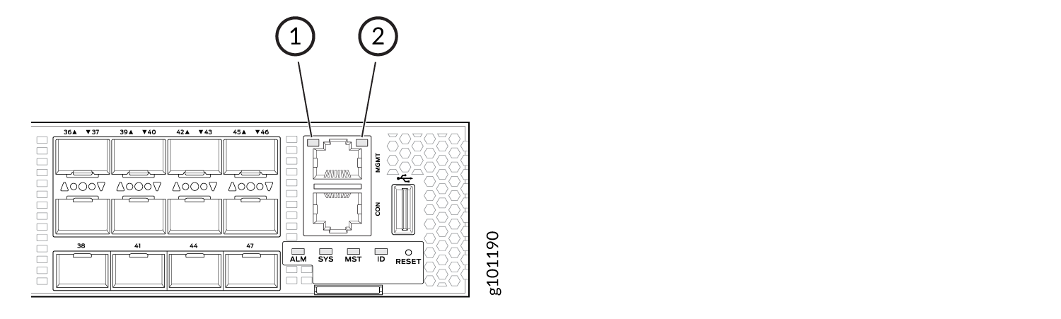 Management Port LEDs on an ACX7100-48L Router