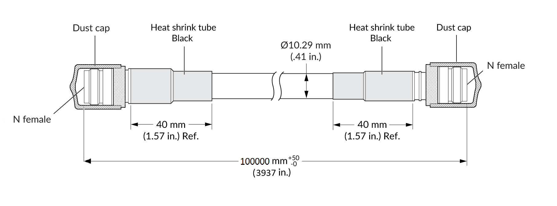 LMR400 (100-m Segment) Cable Specifications