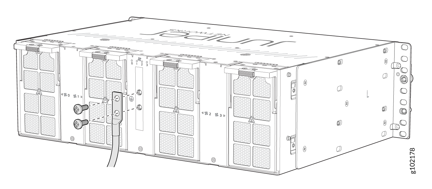 Connect the Grounding Cable to the ACX7348 Router