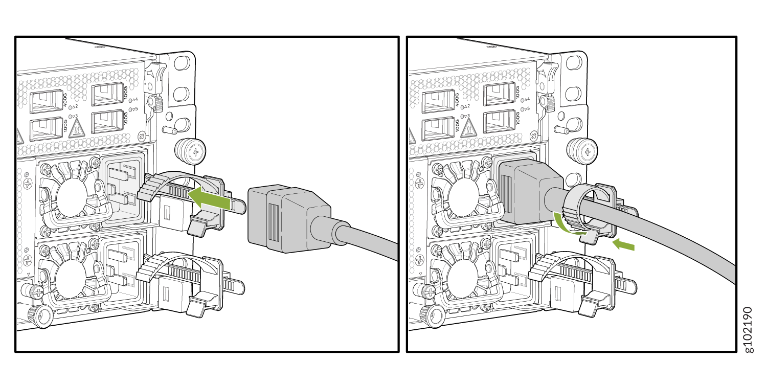 Connect an AC Power Cord to an ACX7348 Router