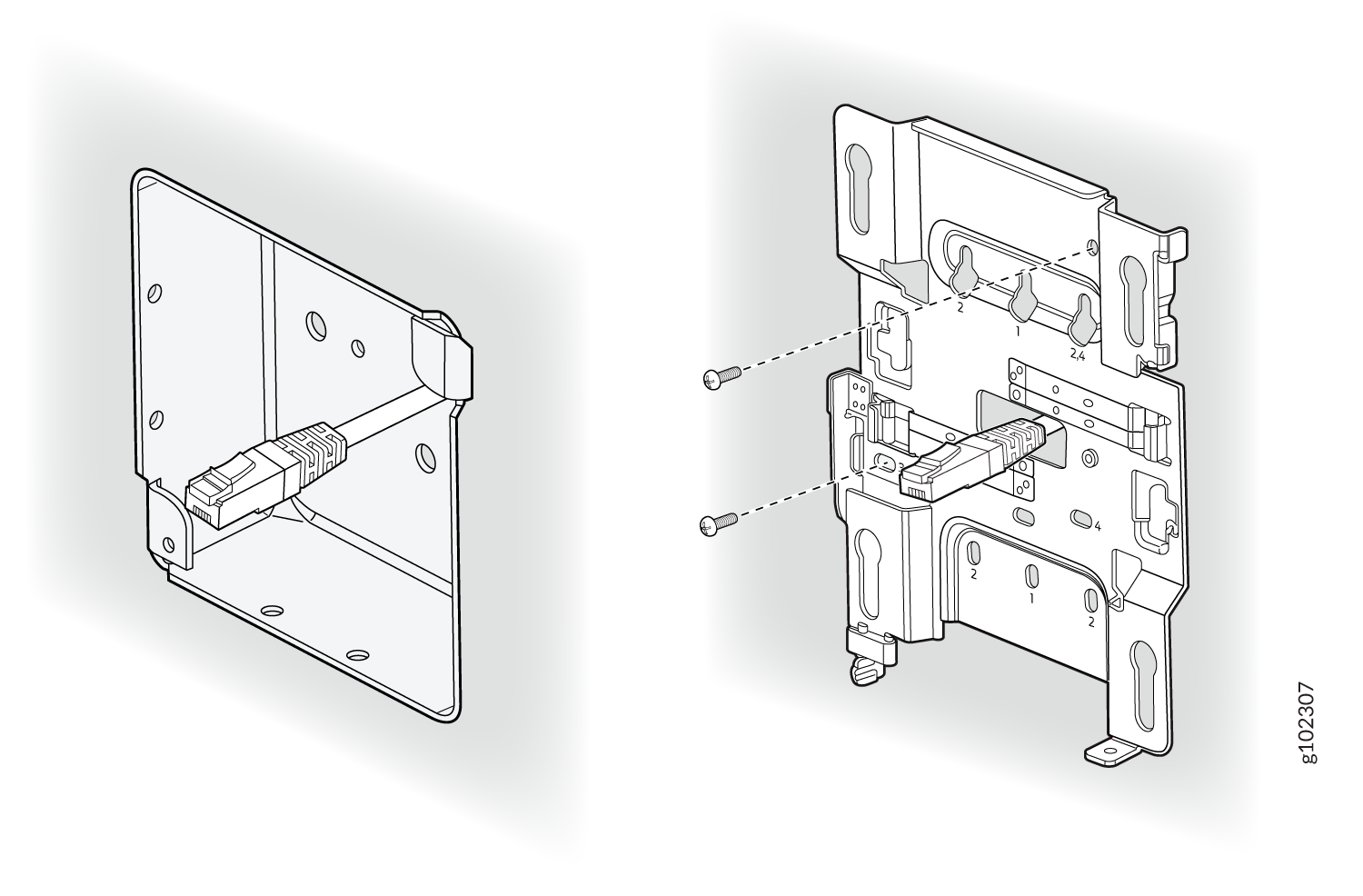Attach the Mounting Bracket (APBR-U) to a US 4-Inch Square Junction Box