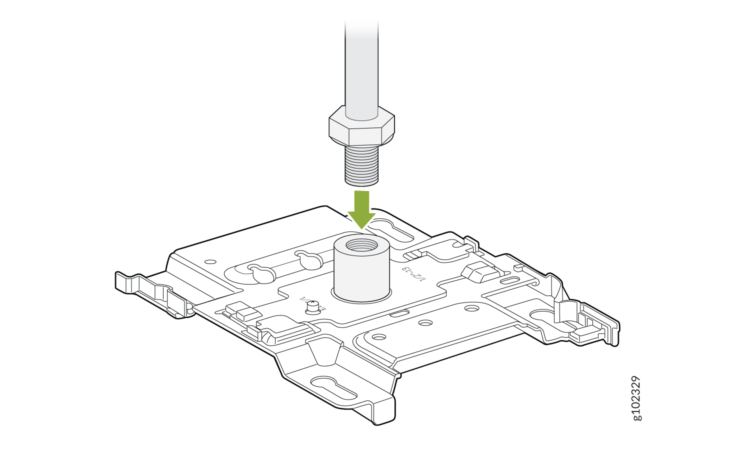 Attach the APBR-ADP-T58 and APBR-U Bracket Assembly to the 5/8-Inch Threaded Rod