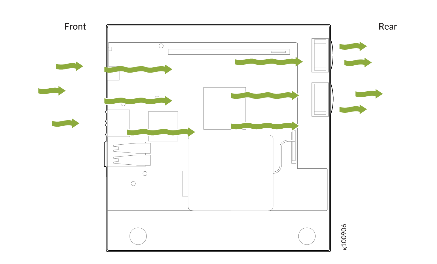 Front-to-Back Airflow Through the CTP151 Chassis