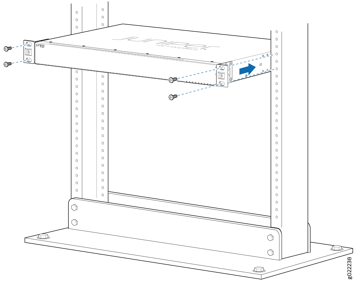 Mounting the Switch on Two Posts of a Rack