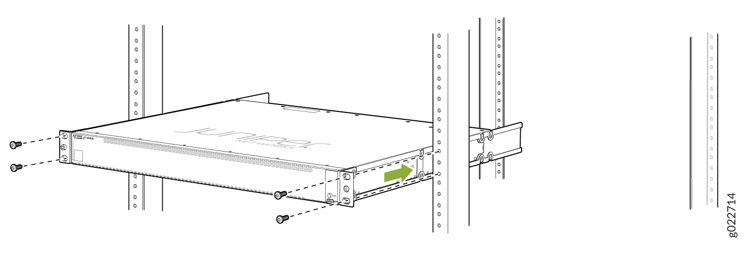 Mounting the Switch to the Front Posts in a Rack