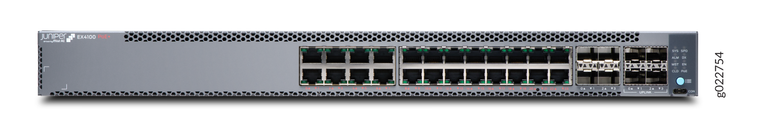 Front View of the EX4100-24P Switch
