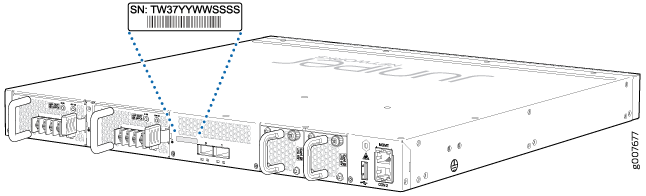 Location of the Serial Number ID Label on 32-Port EX4300 Switches