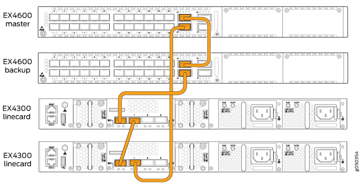 Four Member Virtual Chassis with EX4600 Primary and Backup