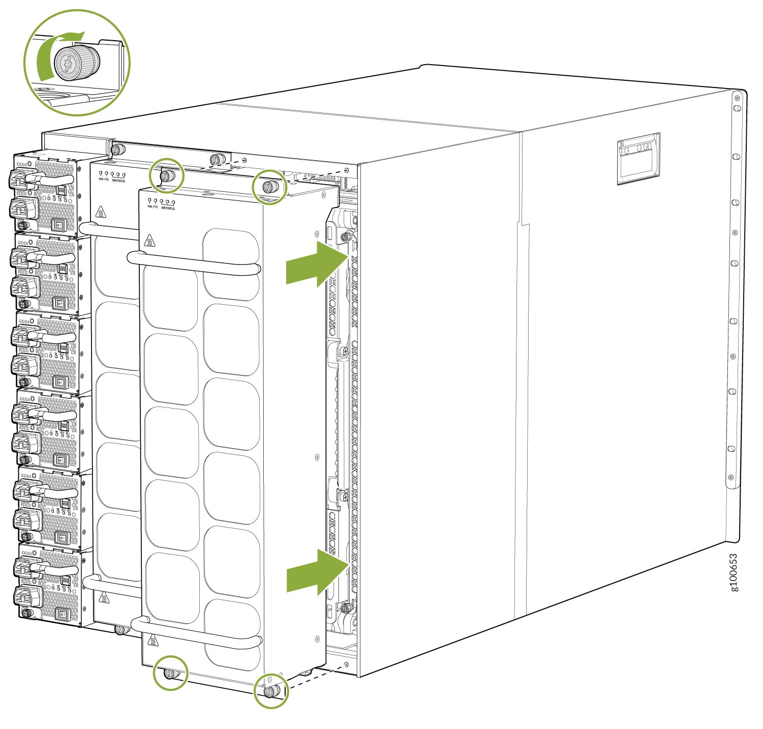 Installing Fan Tray JNP10008-FAN2 in an MX10008