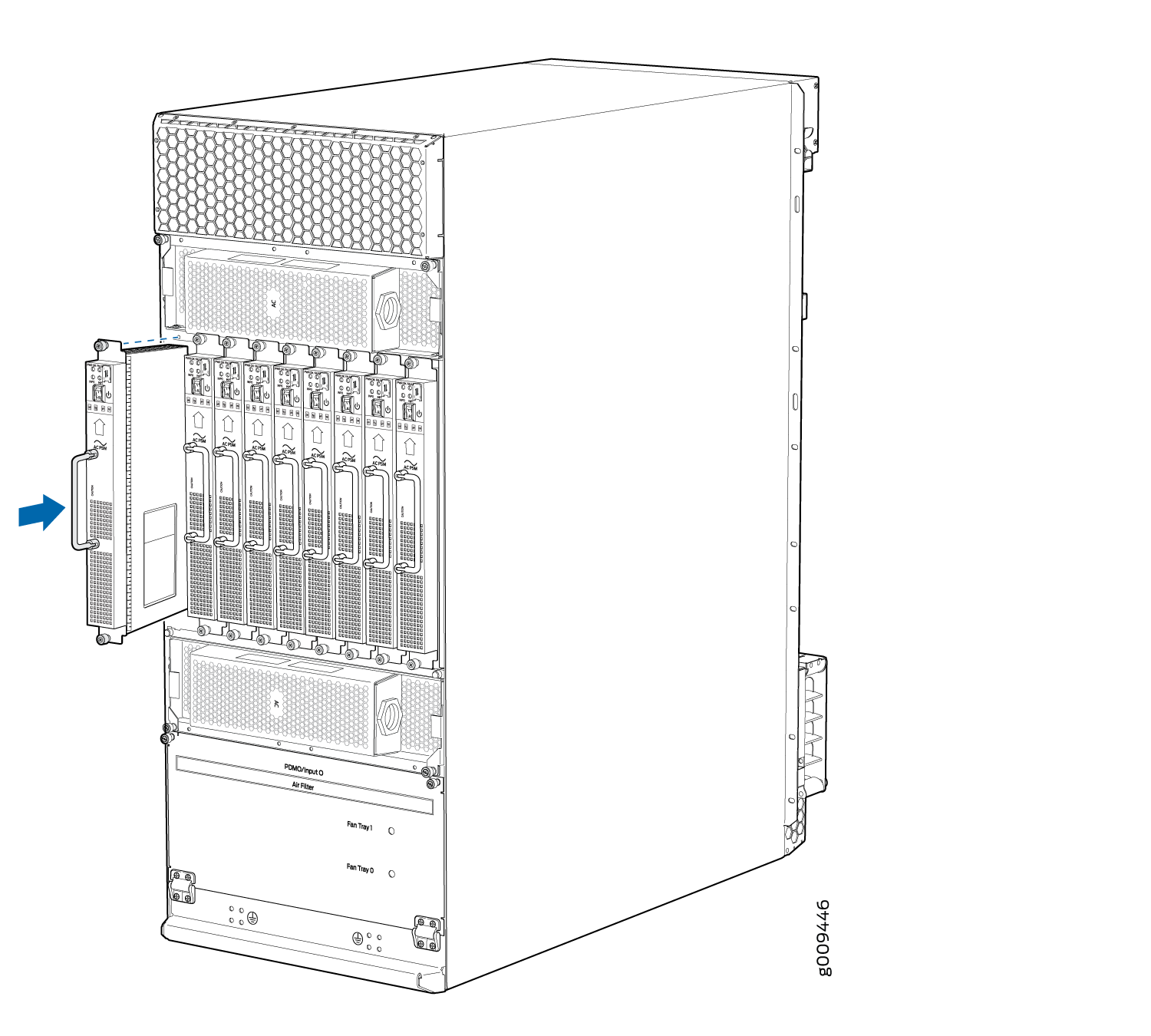 MX2008 Router with AC Power Supply Modules Installed