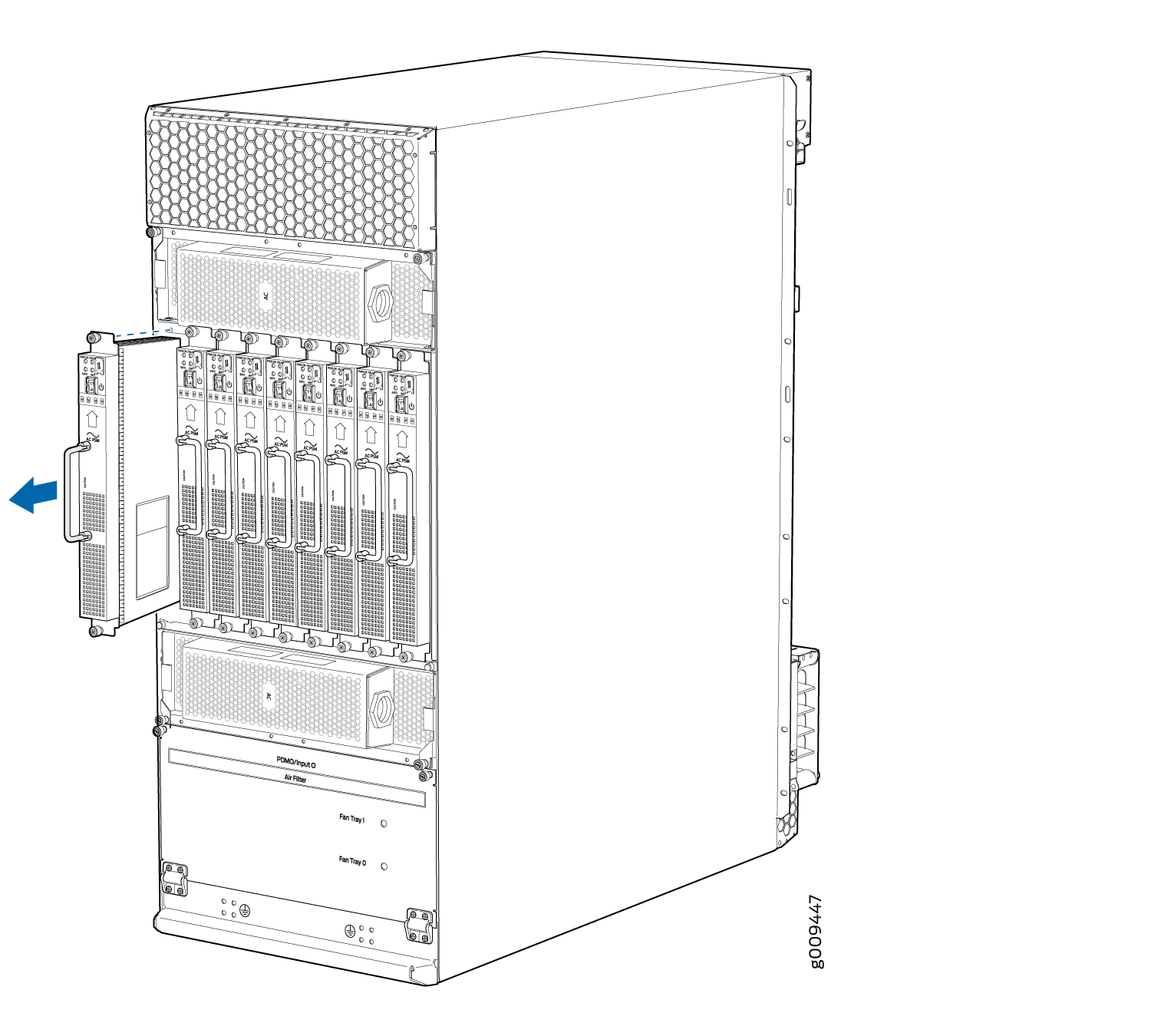 Removing an AC Power Supply Module from the MX2008 Router