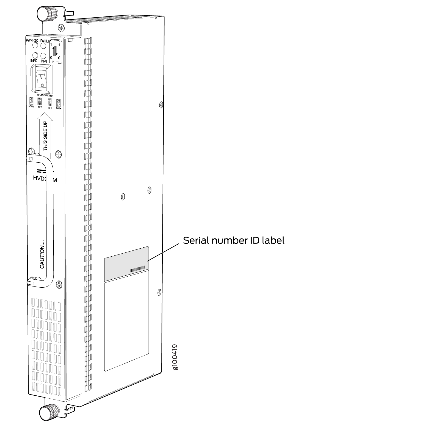 DC Power Supply Module (240 V China) and Second-Generation Universal Power (HVAC/HVDC) Distribution Module Serial Number Label