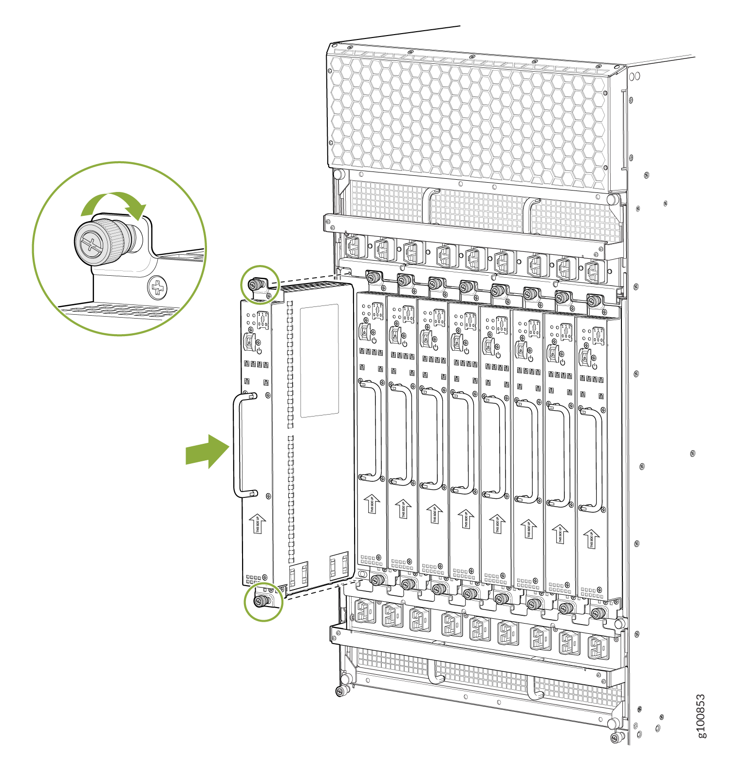 Installing an MX2020 Router Universal (HVAC/HVDC) Power Supply Module