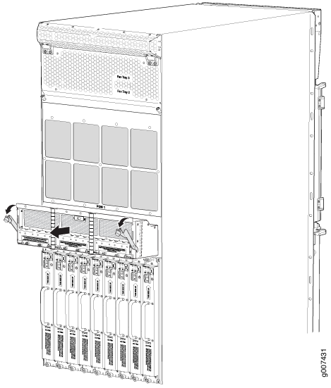 Removing a DC Power Distribution Module (-48 V) Before Installing the MX2000 Router