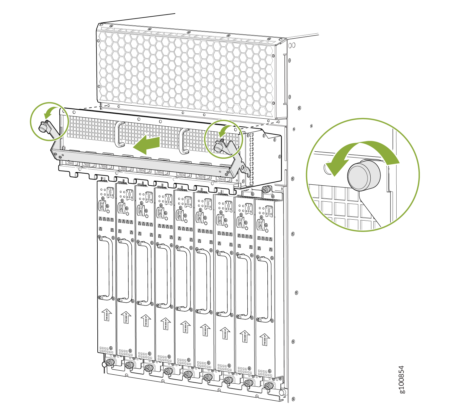 Removing a High-Voltage Universal (HVAC/HVDC) Power Distribution Module Before Installing the MX2000 Router