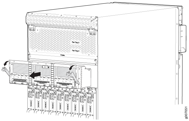 Removing a DC Power Distribution Module (-48 V) Before Installing the MX2020 Router