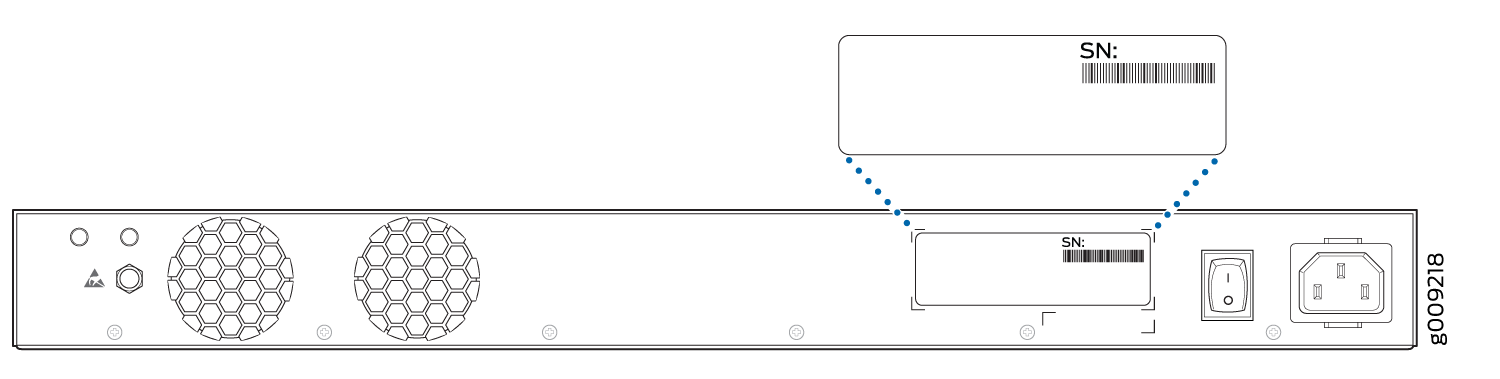 Location of the Serial Number ID Label on an NFX250 Device