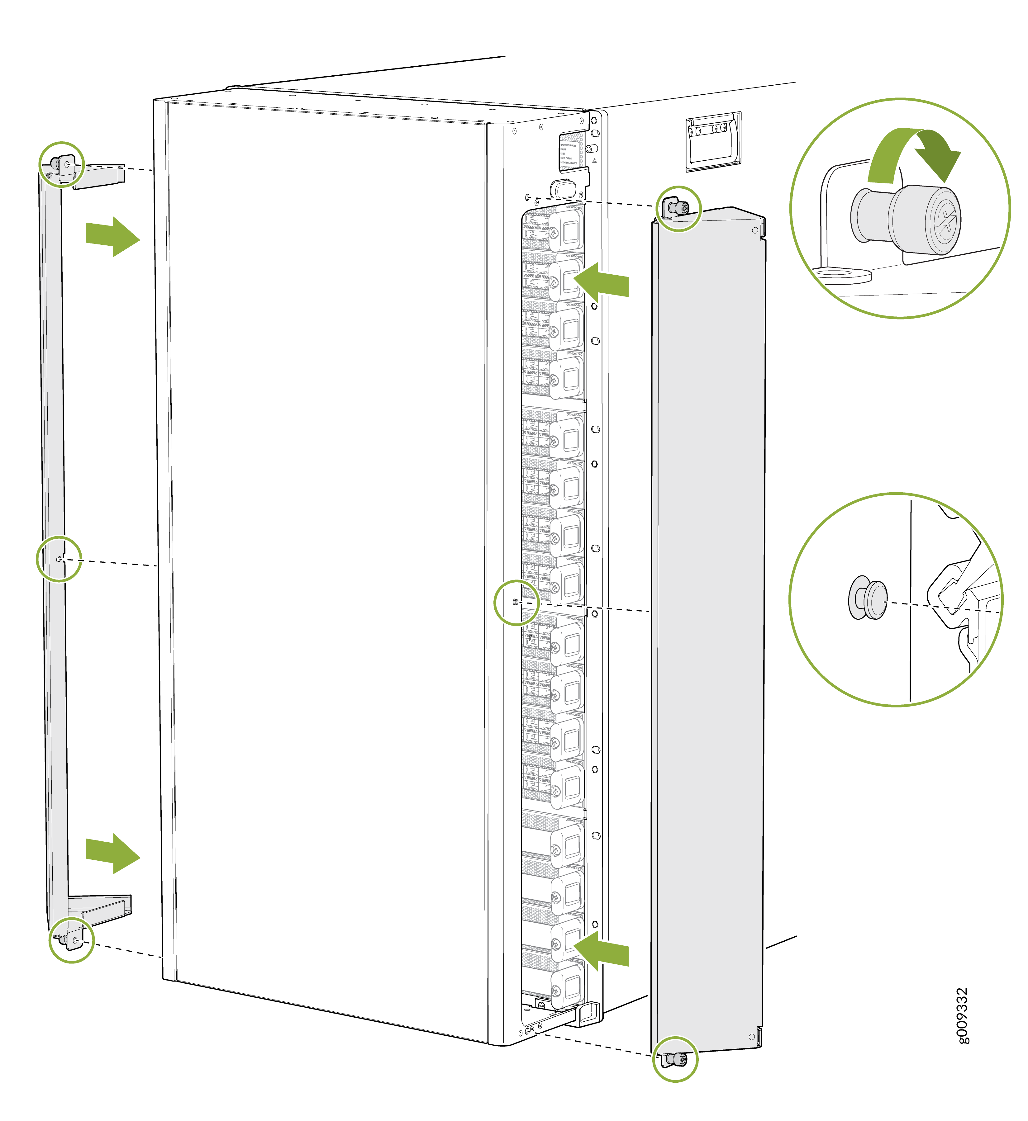 Install the Side EMI Deflectors on JNP10016-FRNT-PNL