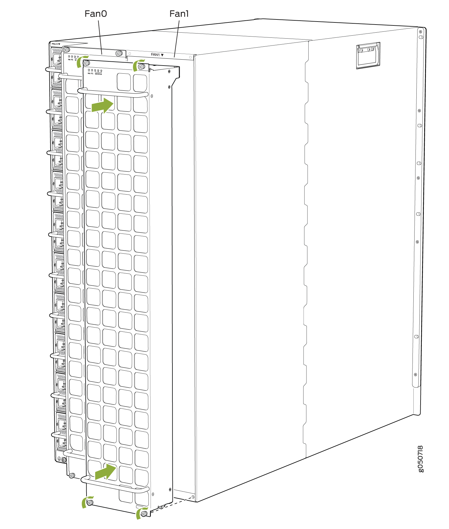 Installing the JNP10016-FAN Fan Tray in the PTX10016 Router