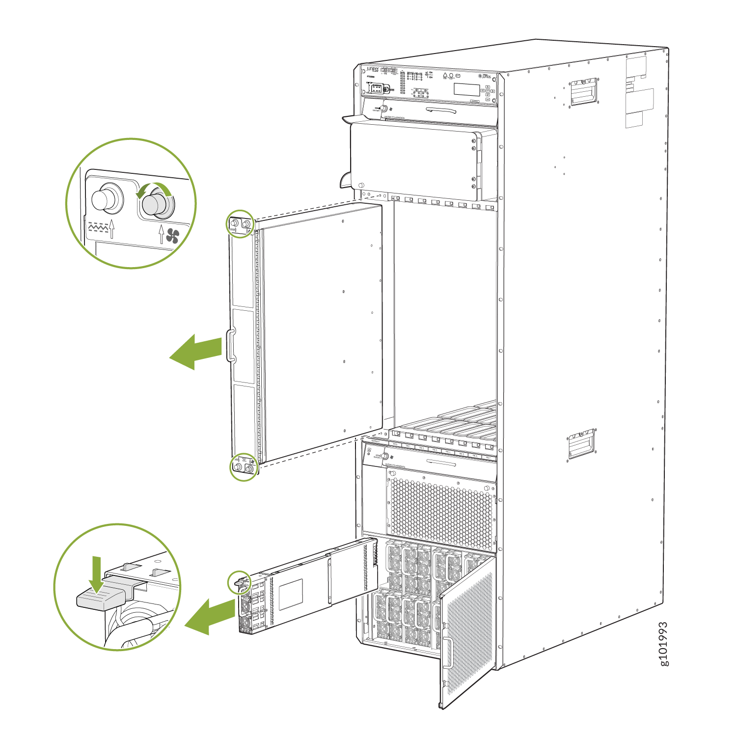 Removing the Vertical fan tray and Power Supply Modules