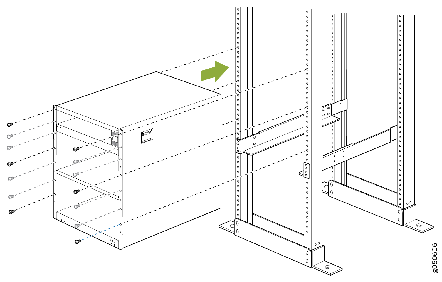 Attaching the Chassis Flanges to the Rack