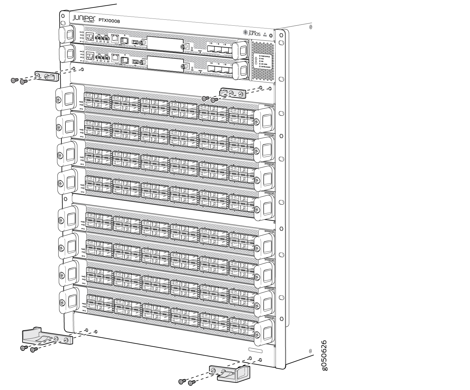 Attaching Front Panel Brackets on a QFX10008