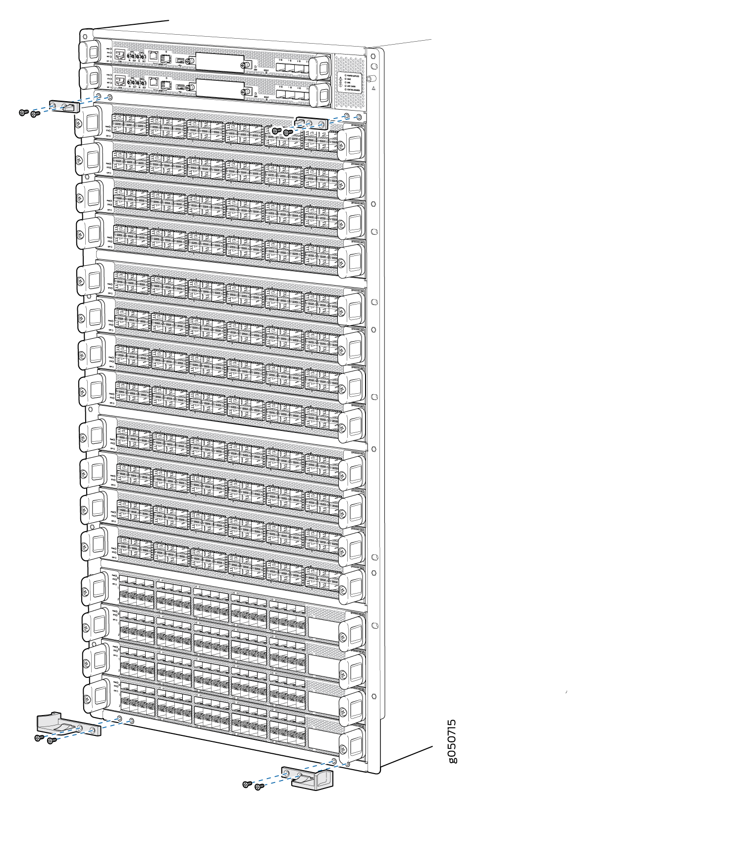 Attaching Front Panel Brackets on a QFX10016