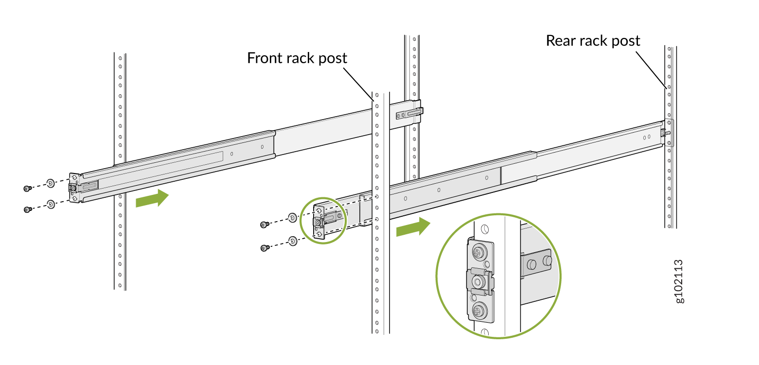 Install and Secure the Front-Mounting Rails