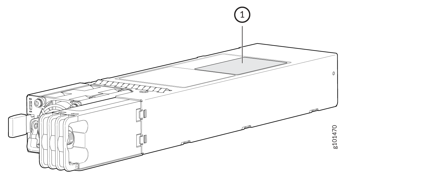 Locating the QFX5700 DC Power Supply Serial Number Label