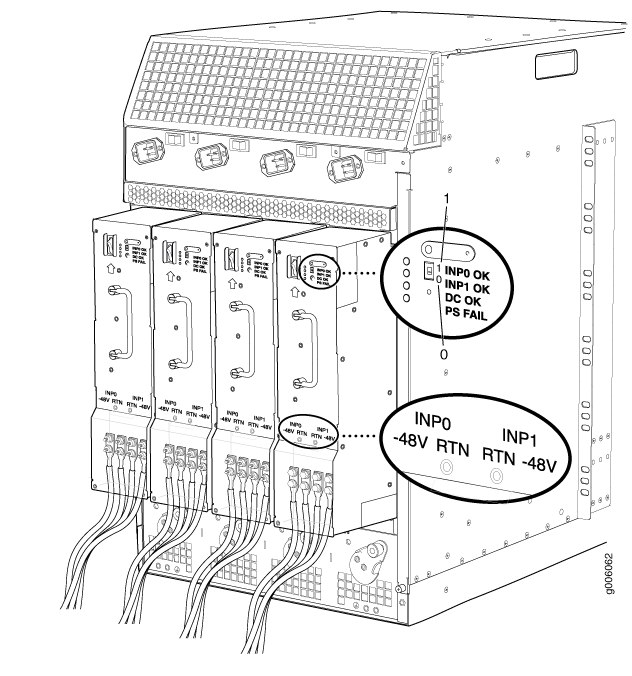 Input Mode Switch and Power Cable Connectors (High-Capacity DC Power Supplies)