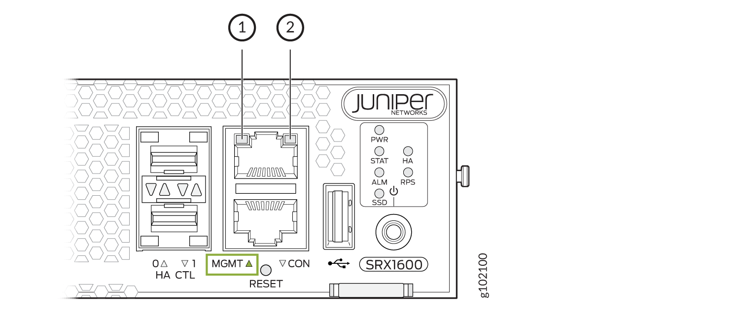 SRX1600 Management Port LEDs