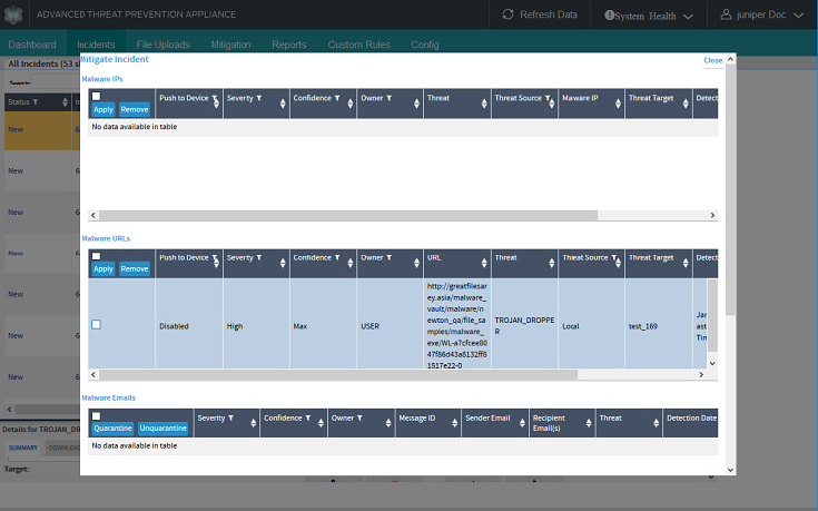 Incidents Page Mitigation Options