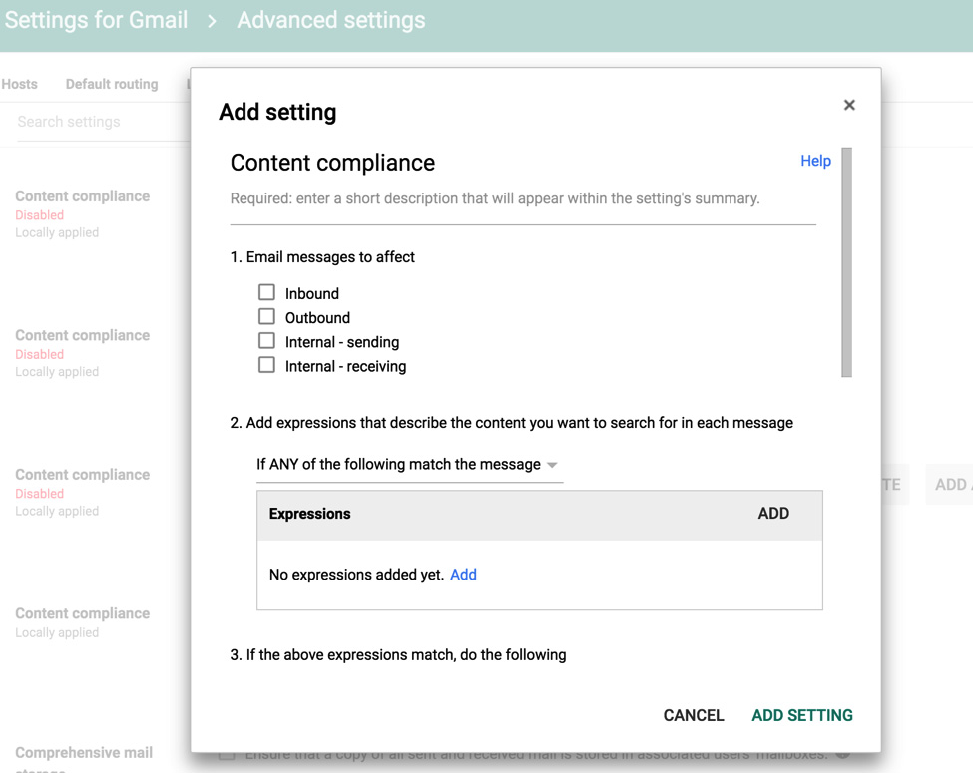 Google Gmail Admin Home Journaling Settings