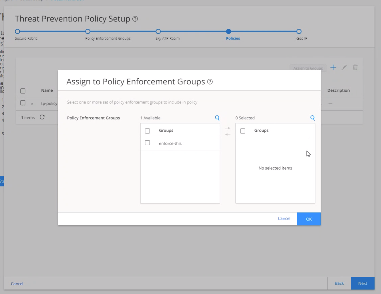 Assign to Policy Enforcement Groups