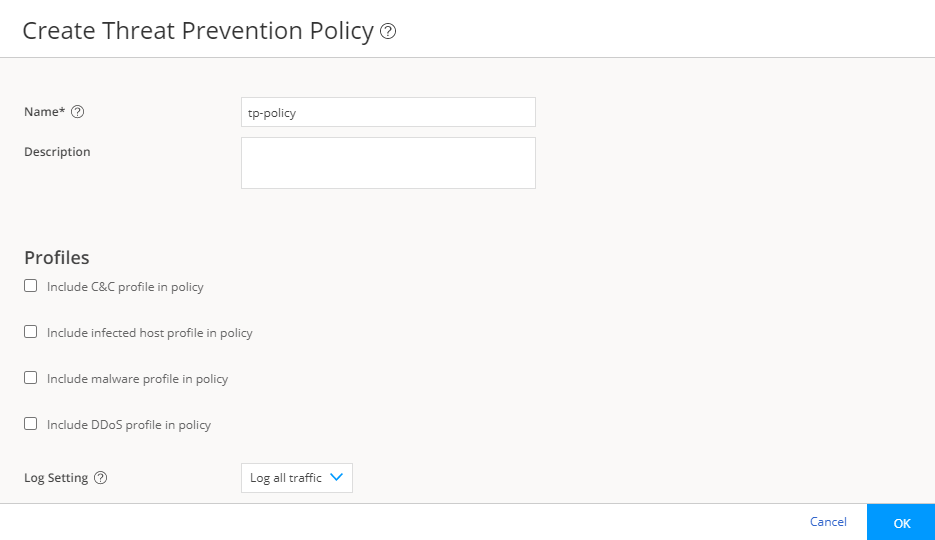 Create Threat Prevention Policy 1