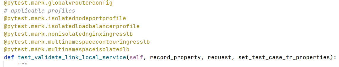 Example Pytest Markers with Applicable Profiles