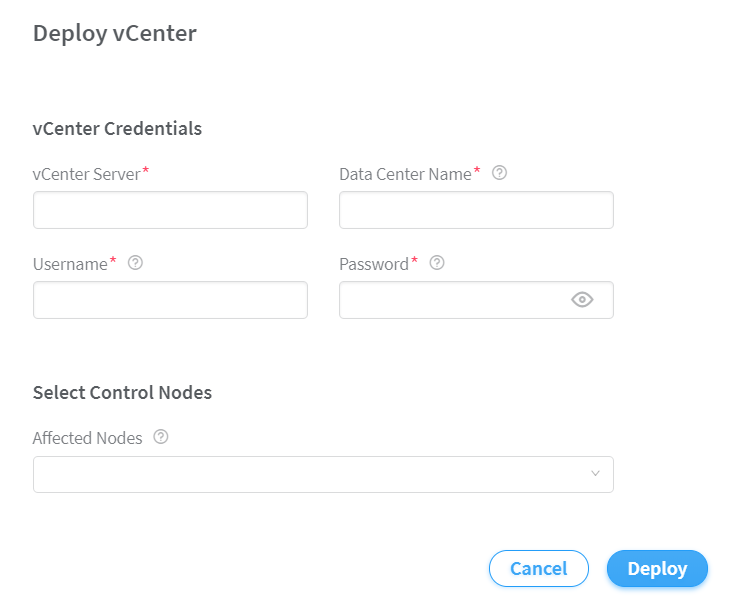 Deploy vCenter Page