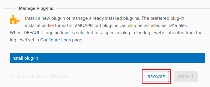 Manage Plug-Ins page