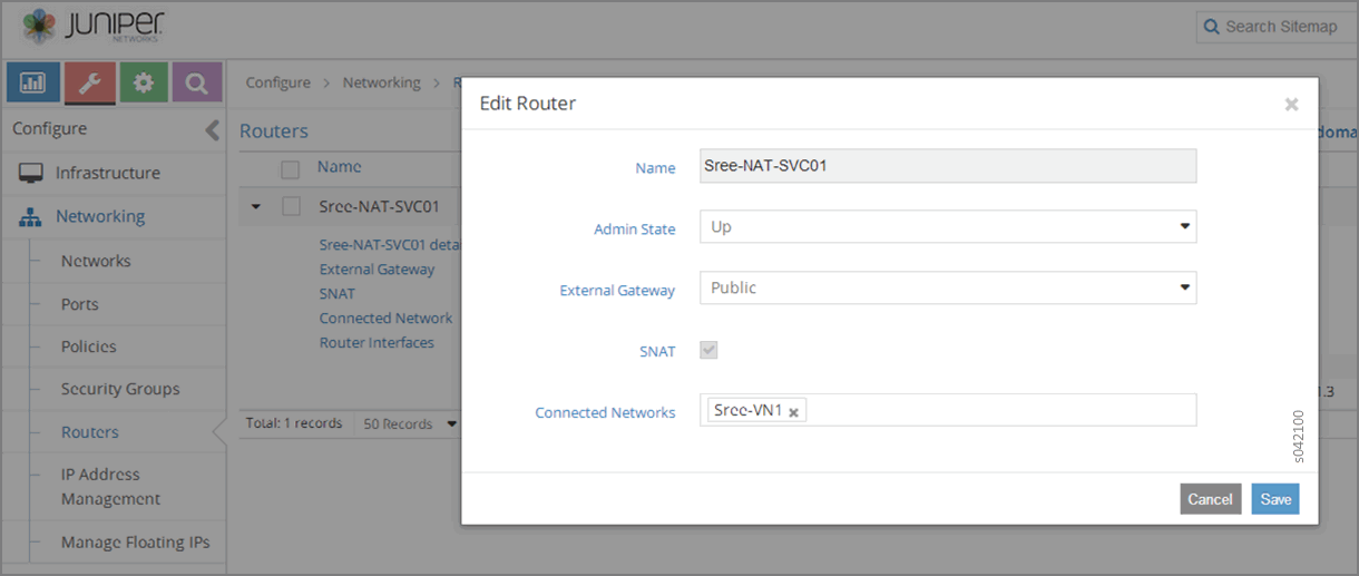 Edit Router Window to Enable SNAT