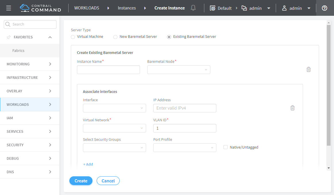 Create an Instance for an Existing Baremetal Server