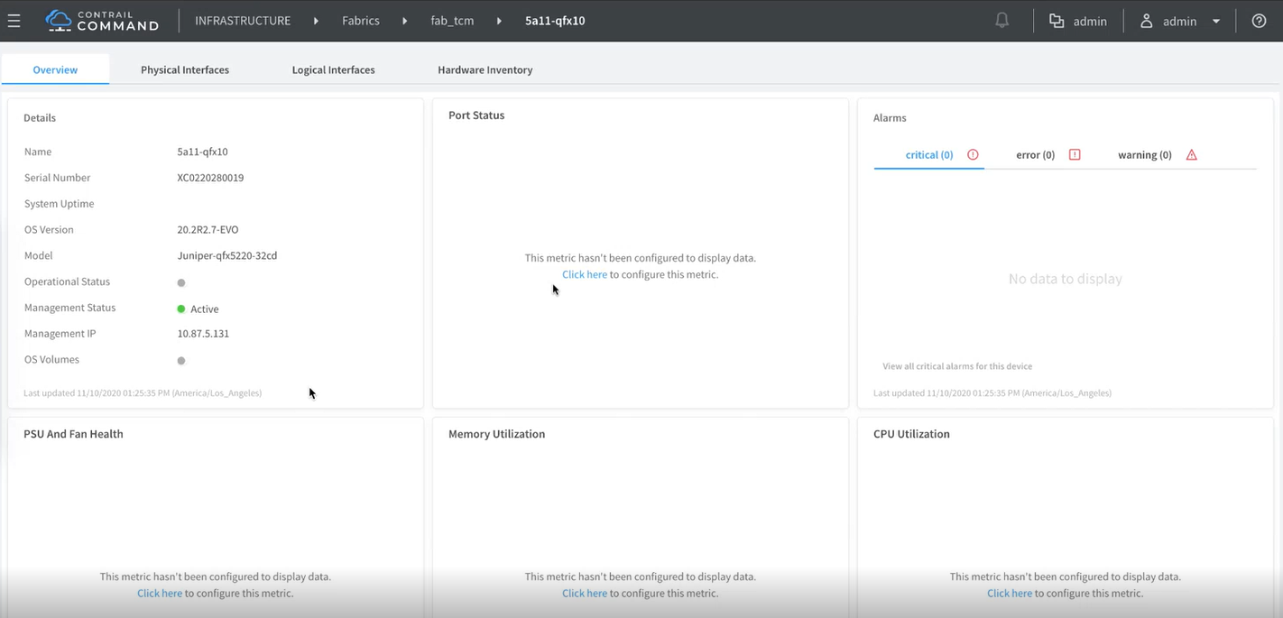 Configure Metrics from Fabric Overview Page