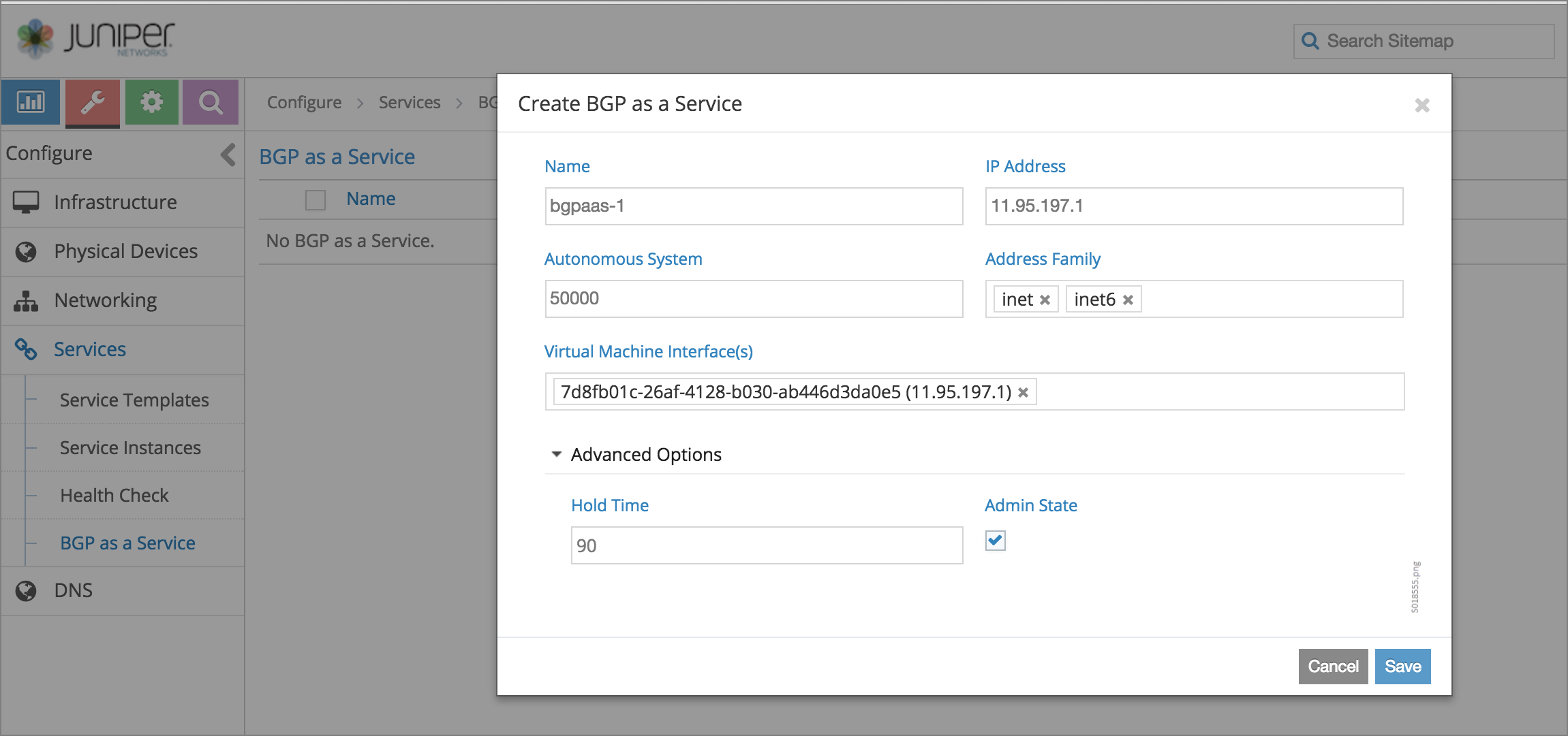 Create BGP as a Service