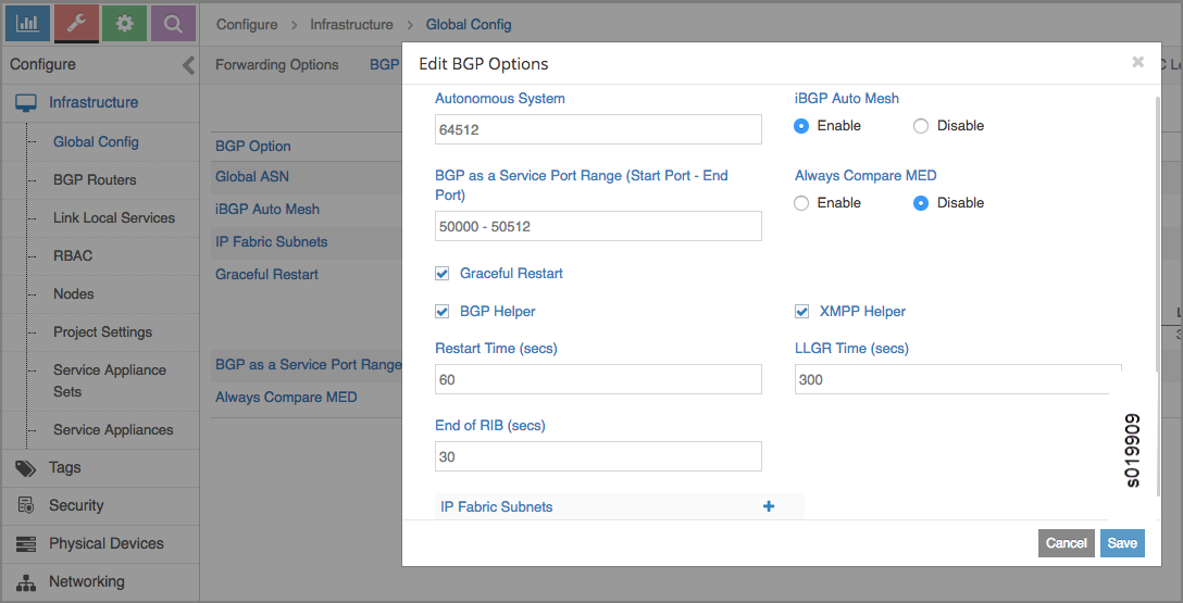 Edit BGP Options Page