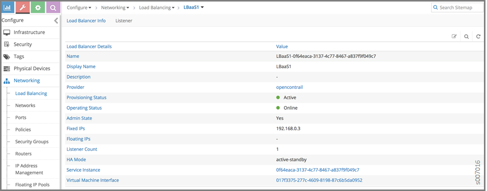 Load Balancer Info Window