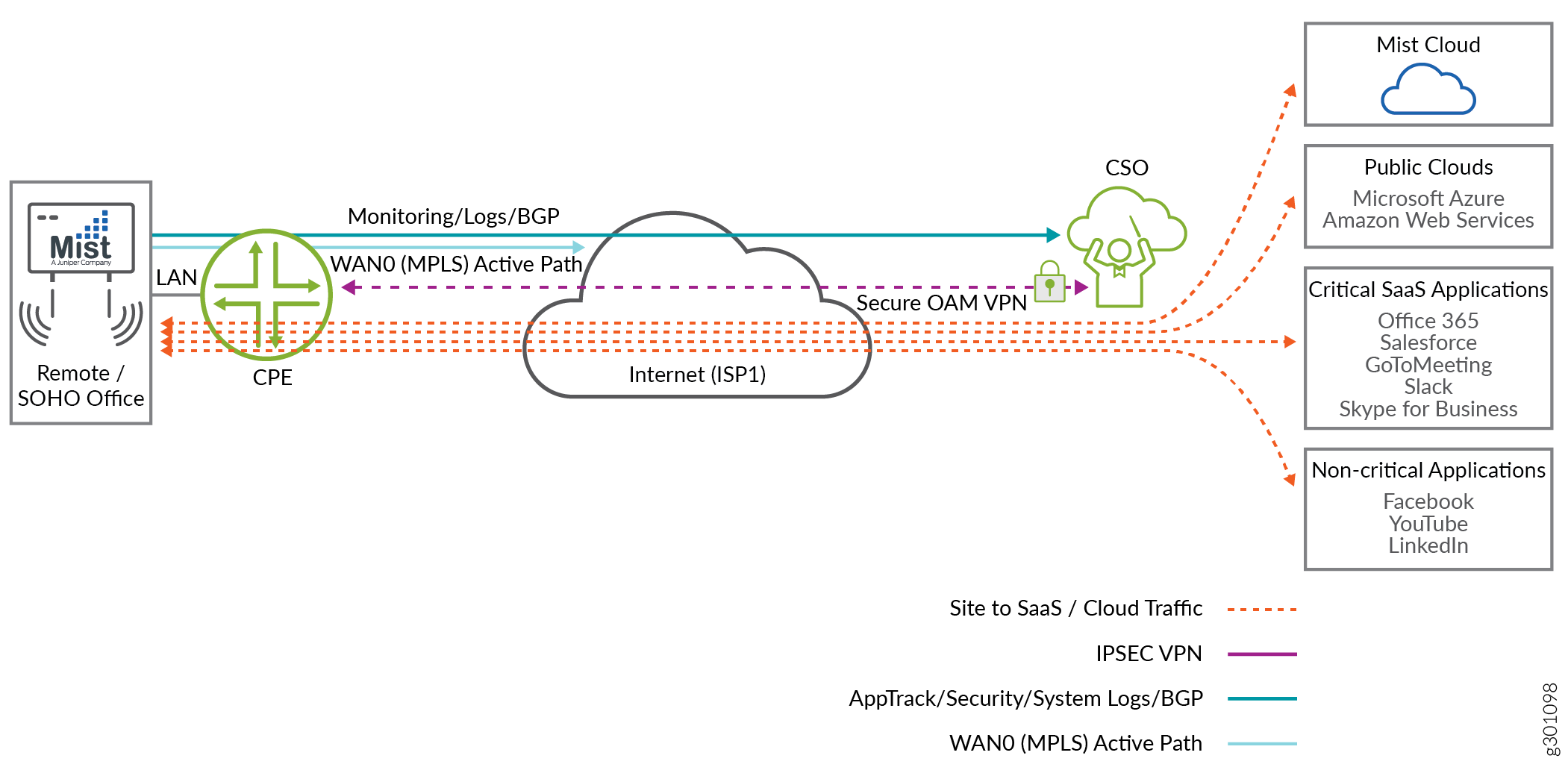 A CPE with a LAN segment, a WAN Link with Local Breakout