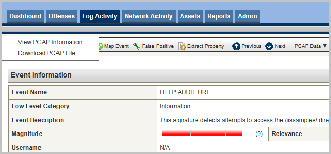 PCAP Events Details Window