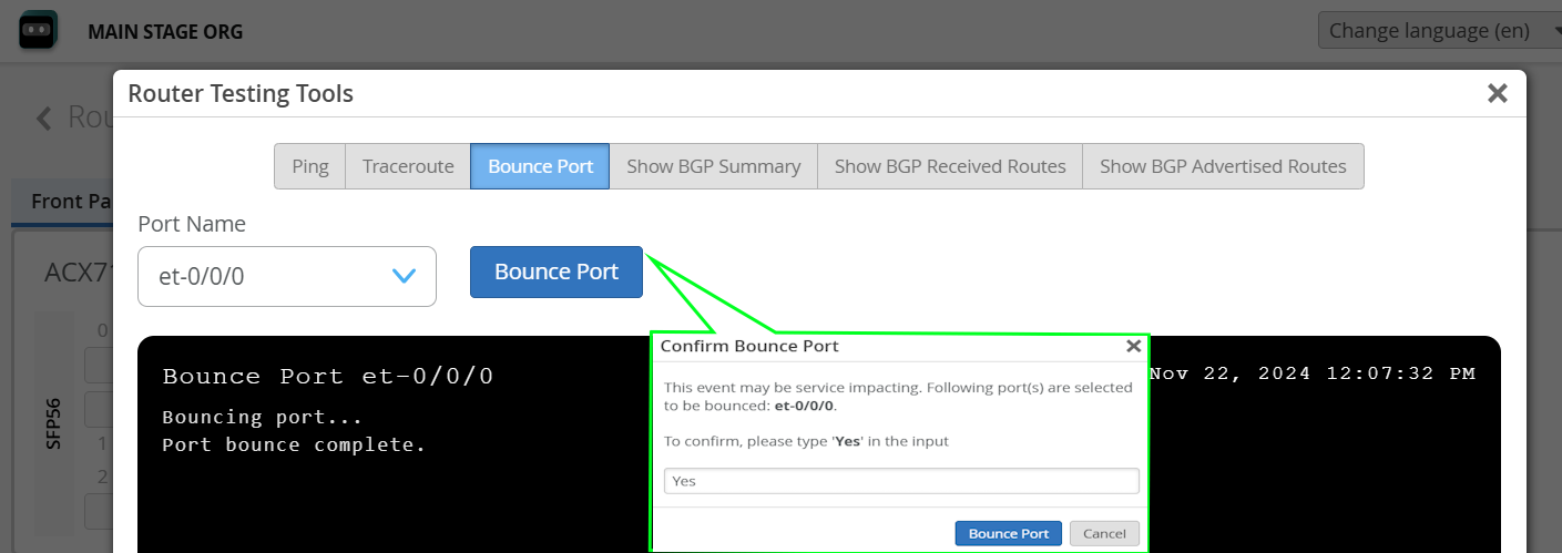 Bounce Port from Router Utilities